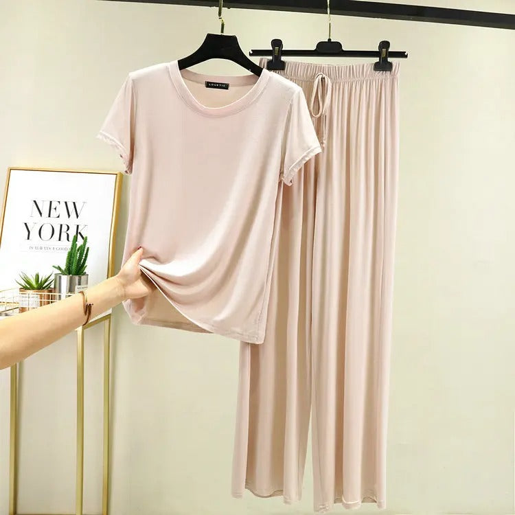 Women's Modal Short Sleeve Pajama Set – Soft & Comfortable Lounge Sleepwear
