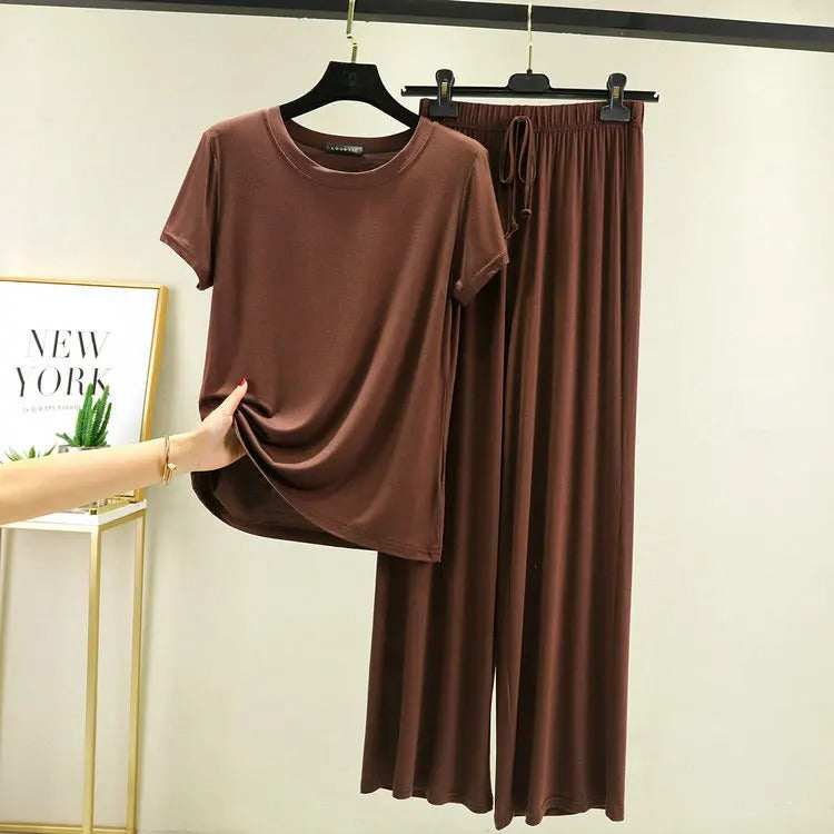 Women's Modal Short Sleeve Pajama Set – Soft & Comfortable Lounge Sleepwear