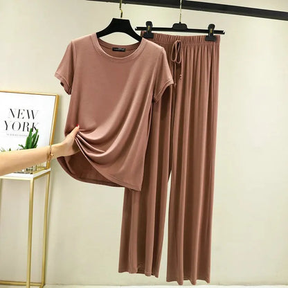 Women's Modal Short Sleeve Pajama Set – Soft & Comfortable Lounge Sleepwear