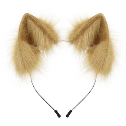 Plush Cat Ears Headband – Cute Furry Animal Ears Hair Hoop for Kids & Adults