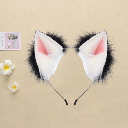 Plush Cat Ears Headband – Cute Furry Animal Ears Hair Hoop for Kids & Adults