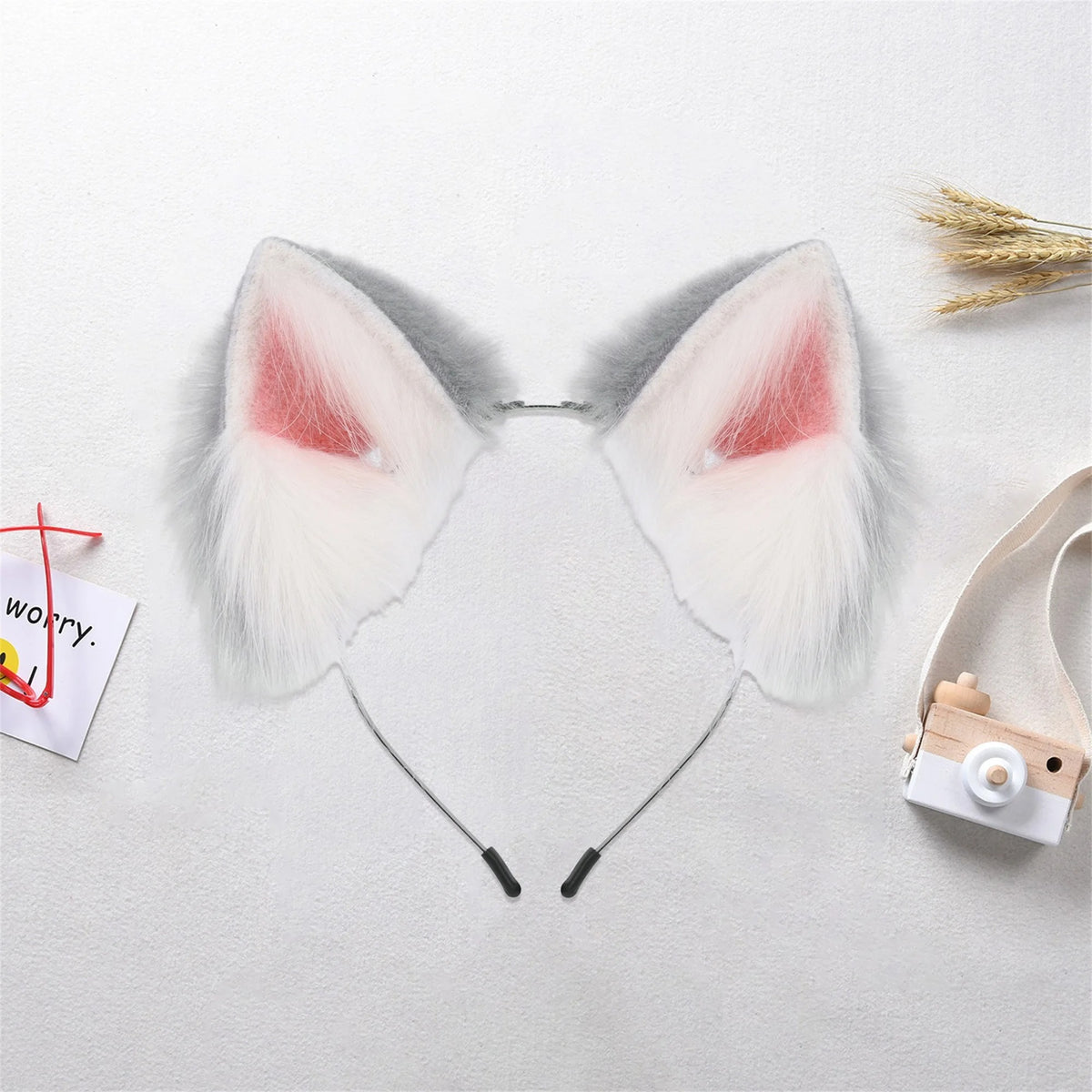 Plush Cat Ears Headband – Cute Furry Animal Ears Hair Hoop for Kids & Adults