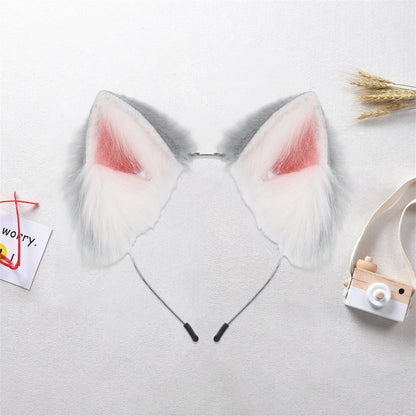 Plush Cat Ears Headband – Cute Furry Animal Ears Hair Hoop for Kids & Adults