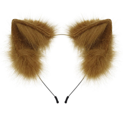 Plush Cat Ears Headband – Cute Furry Animal Ears Hair Hoop for Kids & Adults
