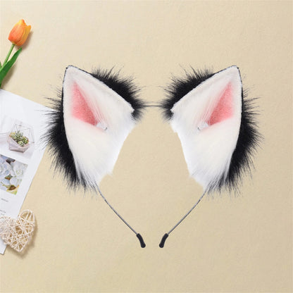 Plush Cat Ears Headband – Cute Furry Animal Ears Hair Hoop for Kids & Adults