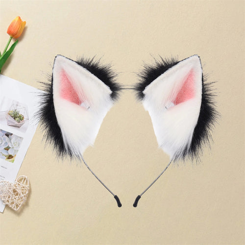 Plush Cat Ears Headband – Cute Furry Animal Ears Hair Hoop for Kids & Adults