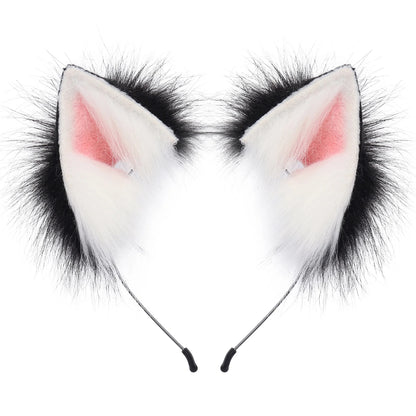 Plush Cat Ears Headband – Cute Furry Animal Ears Hair Hoop for Kids & Adults