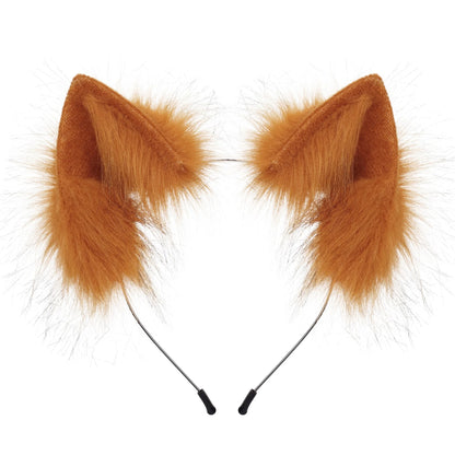 Plush Cat Ears Headband – Cute Furry Animal Ears Hair Hoop for Kids & Adults