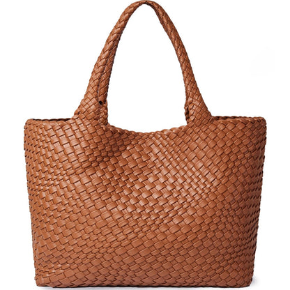 Women's Woven Tote Bag – Vegan Leather Shoulder Handbag