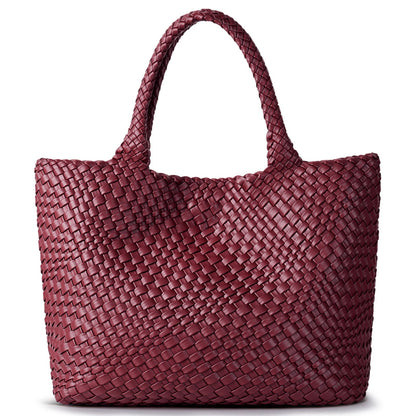 Women's Woven Tote Bag – Vegan Leather Shoulder Handbag