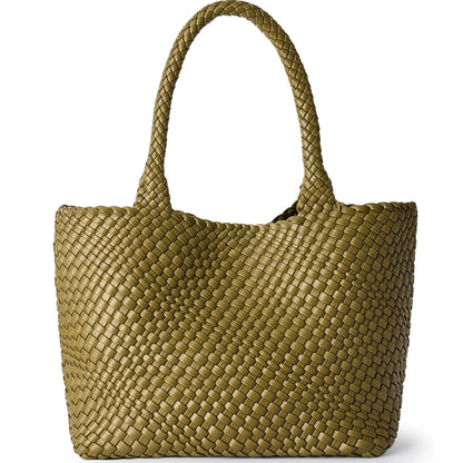 Women's Woven Tote Bag – Vegan Leather Shoulder Handbag