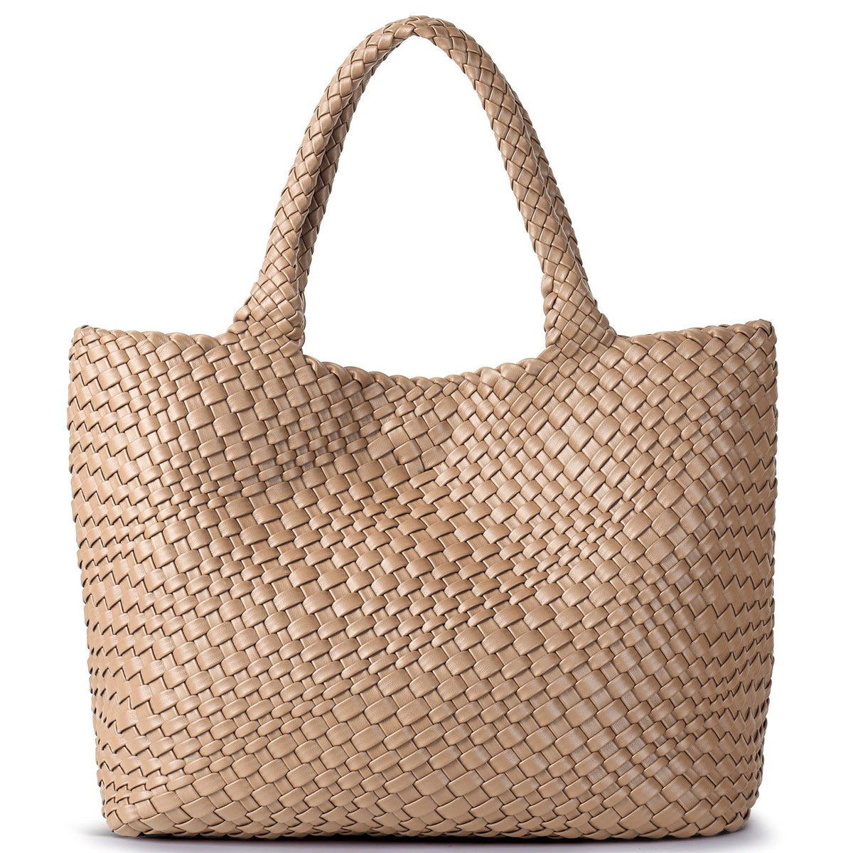 Women's Woven Tote Bag – Vegan Leather Shoulder Handbag