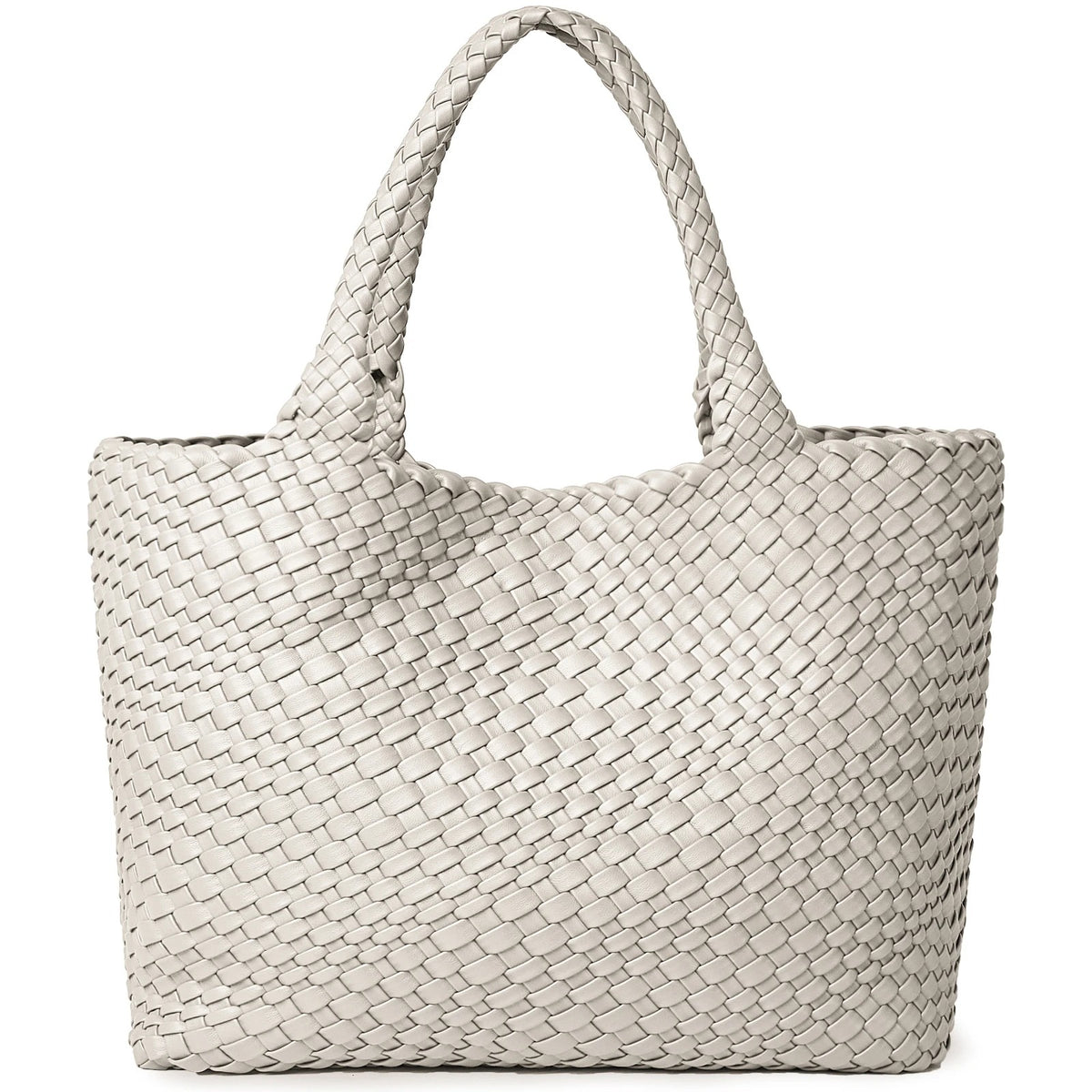 Women's Woven Tote Bag – Vegan Leather Shoulder Handbag