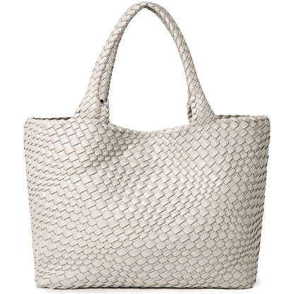Women's Woven Tote Bag – Vegan Leather Shoulder Handbag