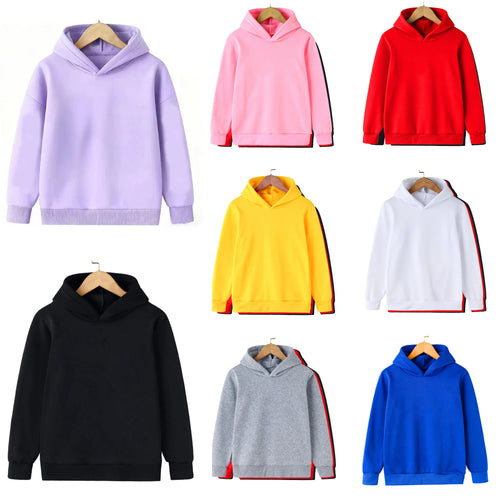 Kids Solid Color Pullover Hoodie – Casual Sweatshirt for Boys & Girls