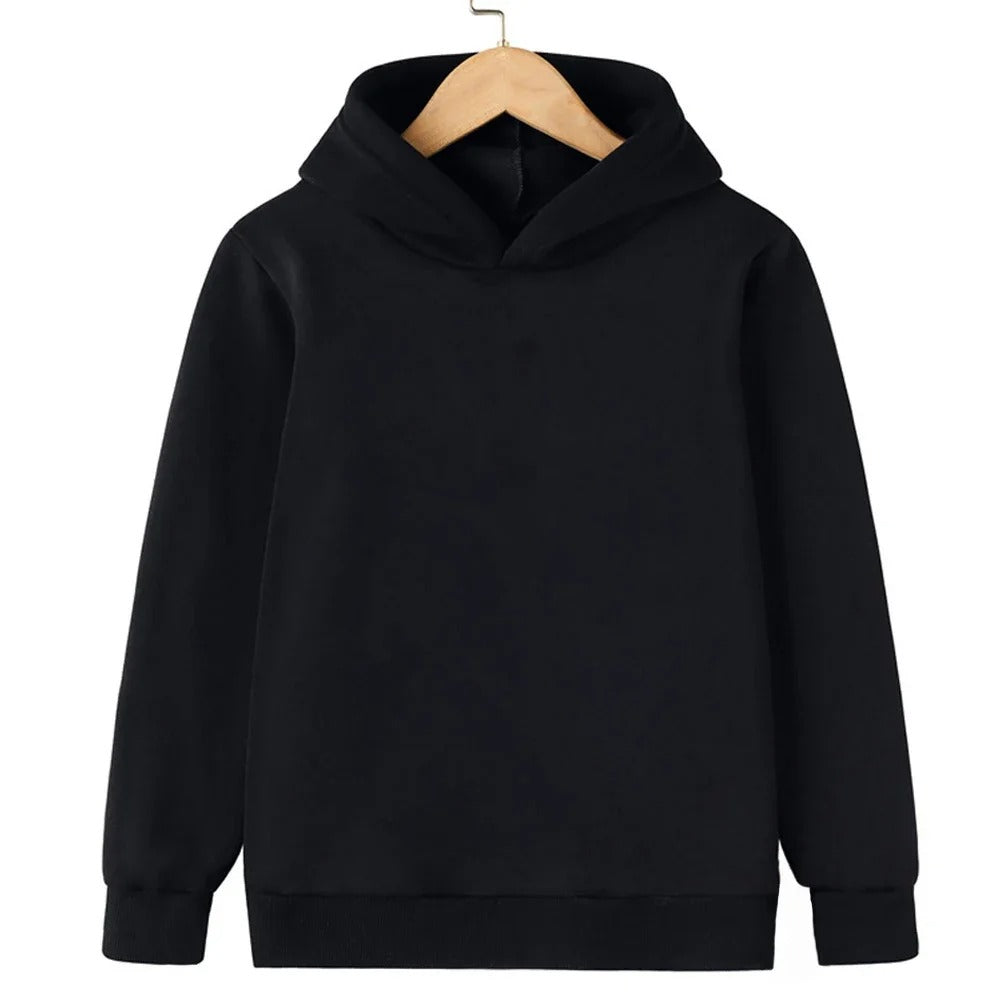 Kids Solid Color Pullover Hoodie – Casual Sweatshirt for Boys & Girls