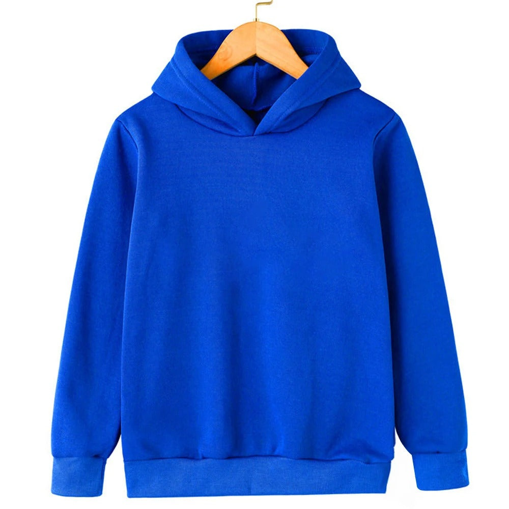 Kids Solid Color Pullover Hoodie – Casual Sweatshirt for Boys & Girls