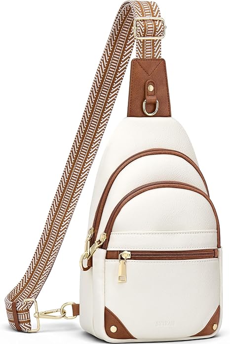 Anti-Theft RFID Crossbody Sling Bag for Women | Travel Shoulder Chest Bag | Faux Leather | Beige Brown