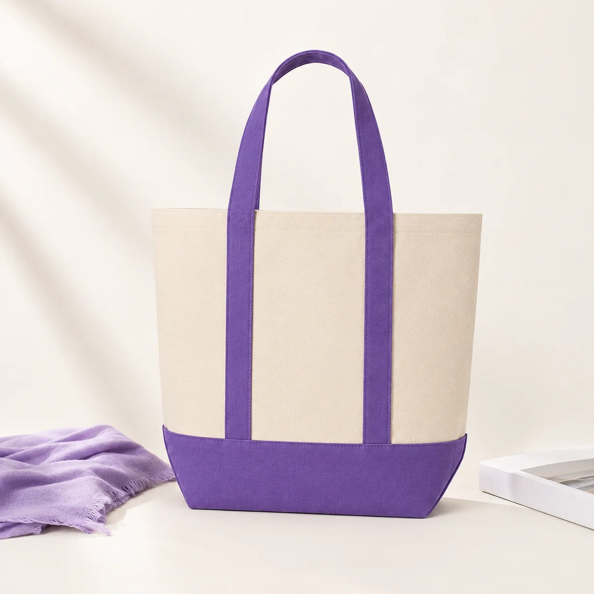 Colorblock Canvas Tote Bag