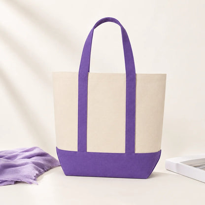 Colorblock Canvas Tote Bag