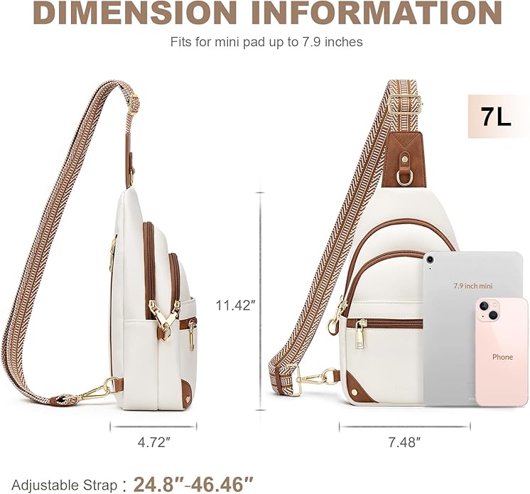 Anti-Theft RFID Crossbody Sling Bag for Women | Travel Shoulder Chest Bag | Faux Leather | Beige Brown