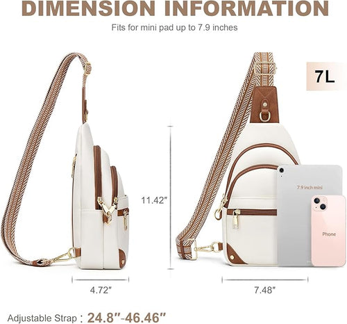 Anti-Theft RFID Crossbody Sling Bag for Women | Travel Shoulder Chest Bag | Faux Leather | Beige Brown
