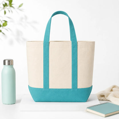Colorblock Canvas Tote Bag