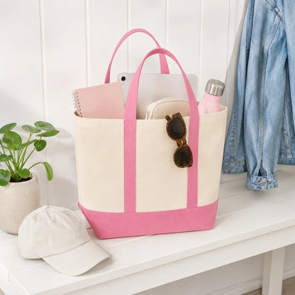 Colorblock Canvas Tote Bag