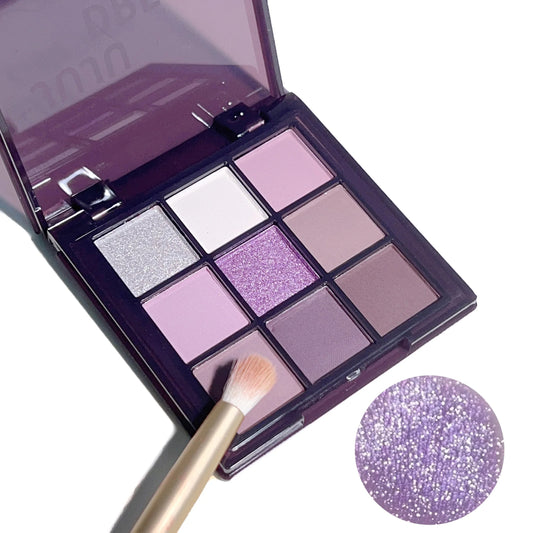 9-Color Purple Eyeshadow Palette | Matte Glitter & Shimmer