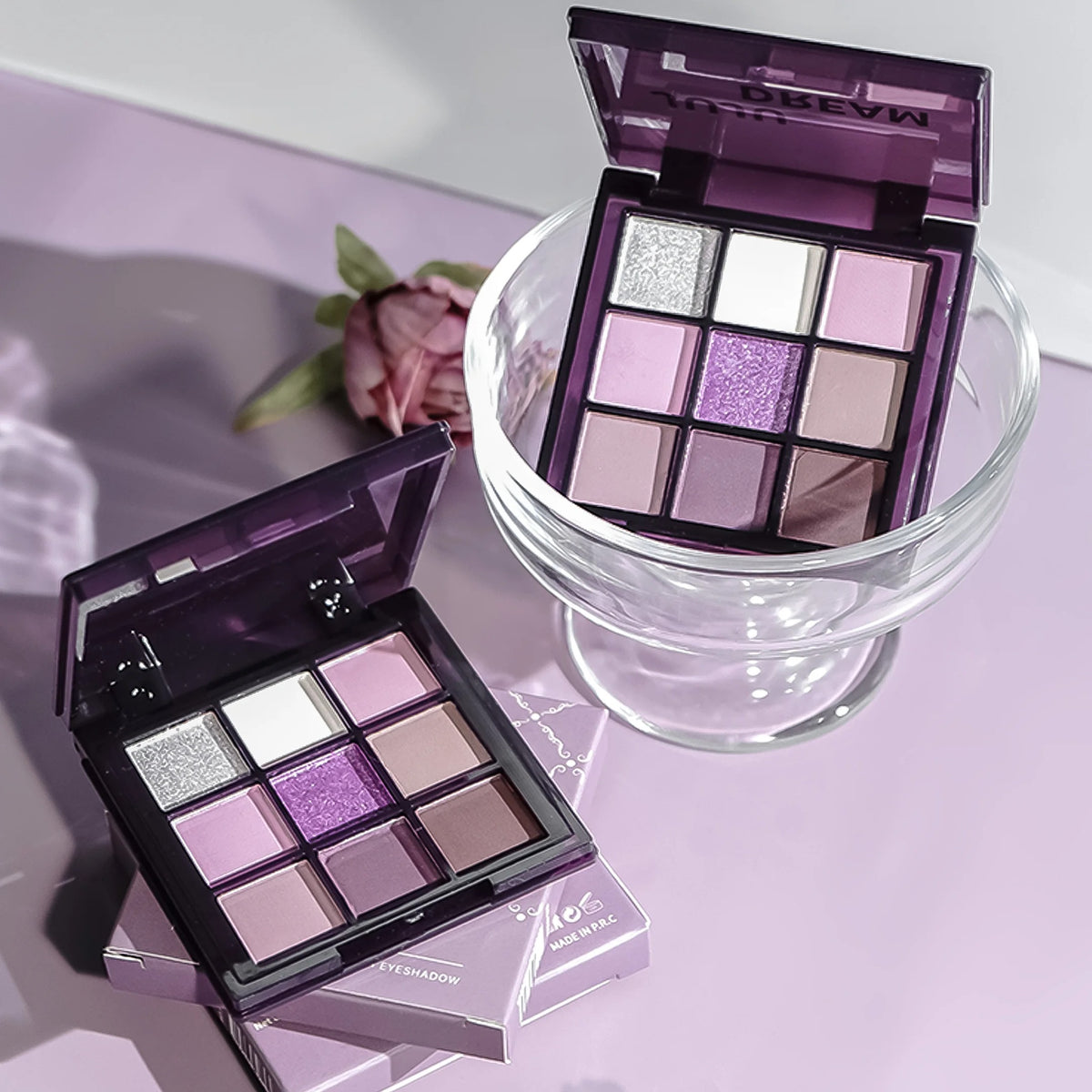 9-Color Purple Eyeshadow Palette | Matte Glitter & Shimmer