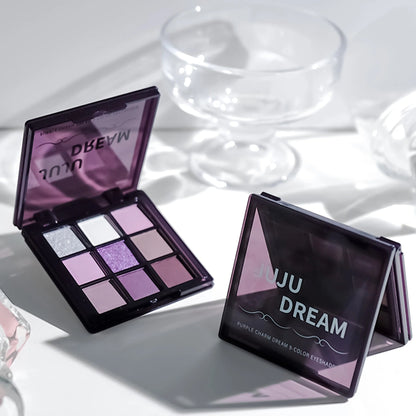 9-Color Purple Eyeshadow Palette | Matte Glitter & Shimmer