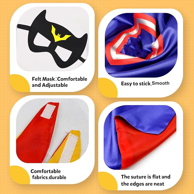 Kids Superhero Cape Costume Set – Satin Dress-Up Cloaks for Boys & Girls