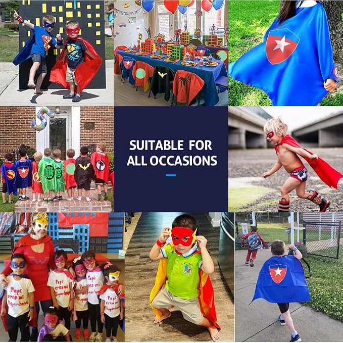 Kids Superhero Cape Costume Set – Satin Dress-Up Cloaks for Boys & Girls