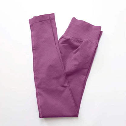 Women's Seamless Ribbed Yoga Leggings – High Waist Stretch Workout Pants