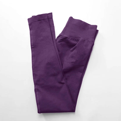 Women's Seamless Ribbed Yoga Leggings – High Waist Stretch Workout Pants