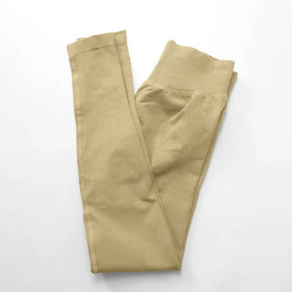 Women's Seamless Ribbed Yoga Leggings – High Waist Stretch Workout Pants