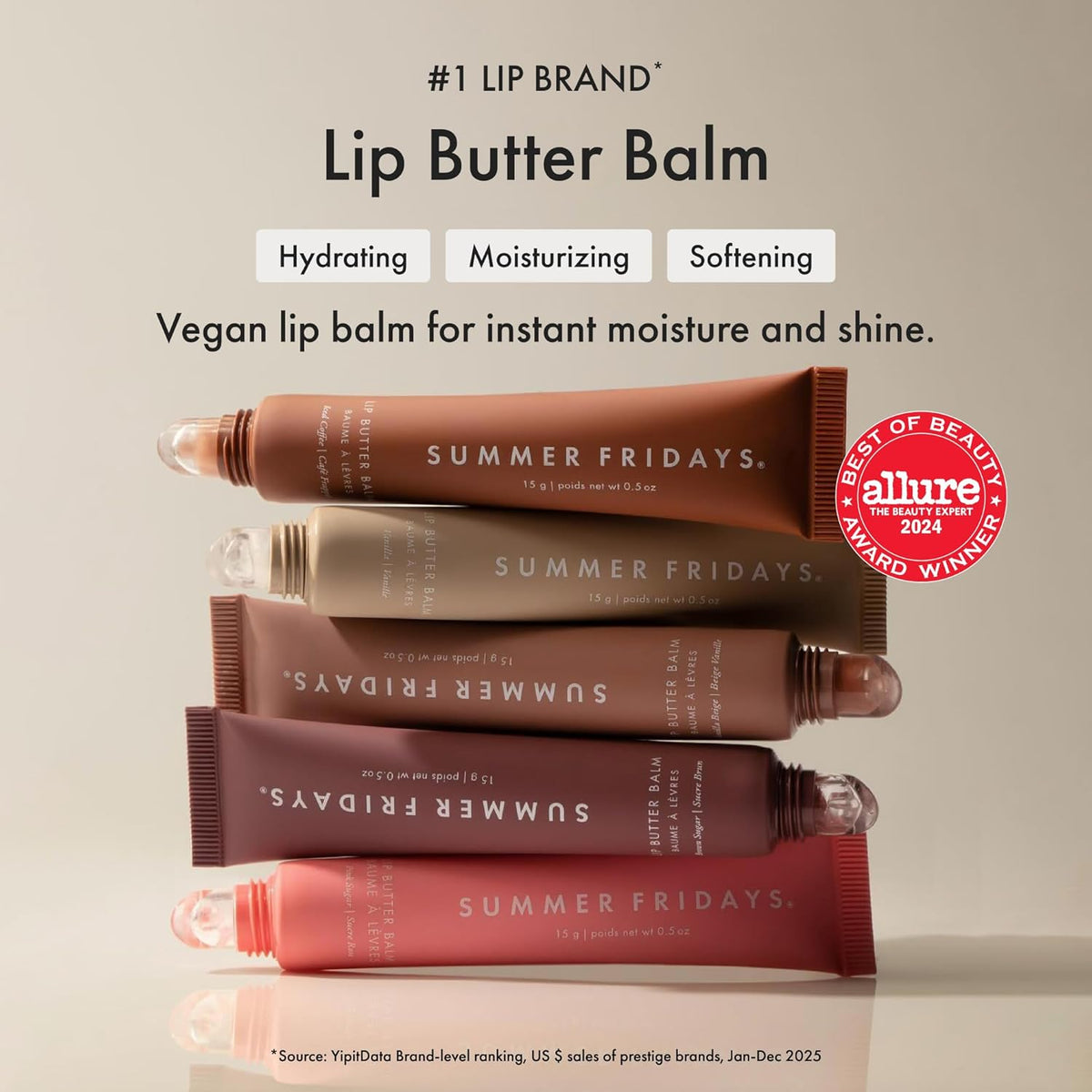 Summer Fridays Lip Butter Balm – Pink Sugar – Hydrating Lip Gloss & Lip Balm – Sheer Color & High Shine – 0.5 oz