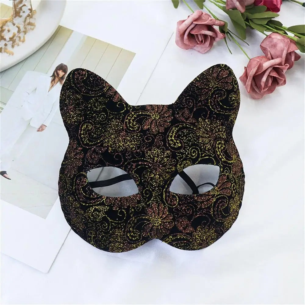 Black Lace Cat Mask – Elegant Feline Masquerade Eye Mask for Cosplay & Parties