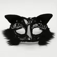 Black Lace Cat Mask – Elegant Feline Masquerade Eye Mask for Cosplay & Parties
