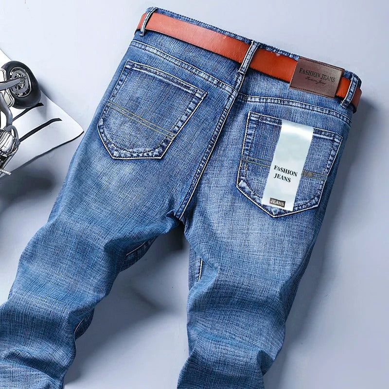 Men's Classic Denim Work Pants – Casual Straight Leg Jeans