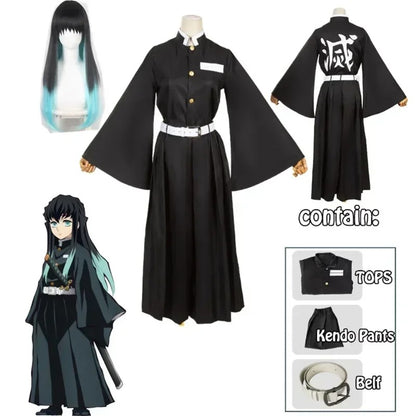 Anime Cosplay Costume Set – Muichiro Tokito Inspired Uniform with Wig