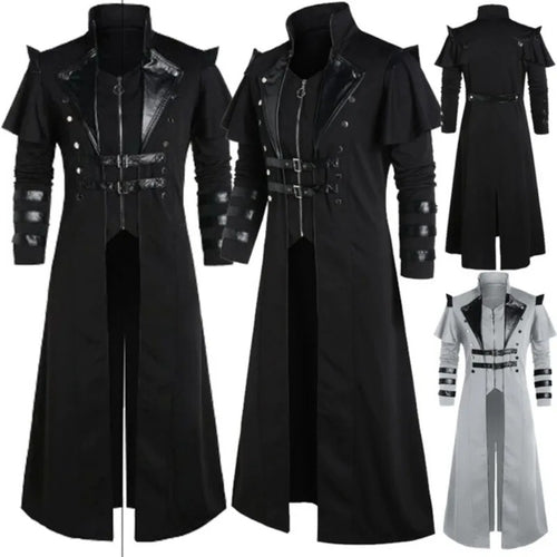 Gothic Steampunk Long Coat – Vintage Assassin Cosplay Jacket for Men