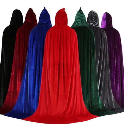 Hooded Velvet Halloween Cloak – Gothic Witch & Vampire Costume Cape