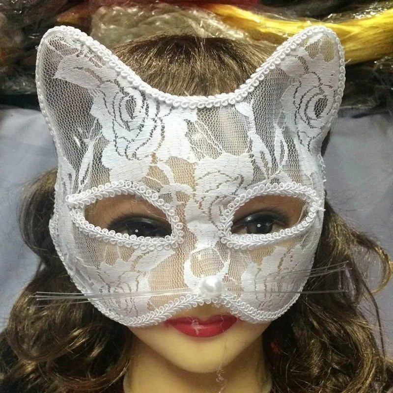Black Lace Cat Mask – Elegant Feline Masquerade Eye Mask for Cosplay & Parties