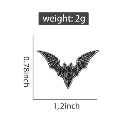 2PCS Gothic Bat Enamel Pins – Black Punk Halloween Brooch Set