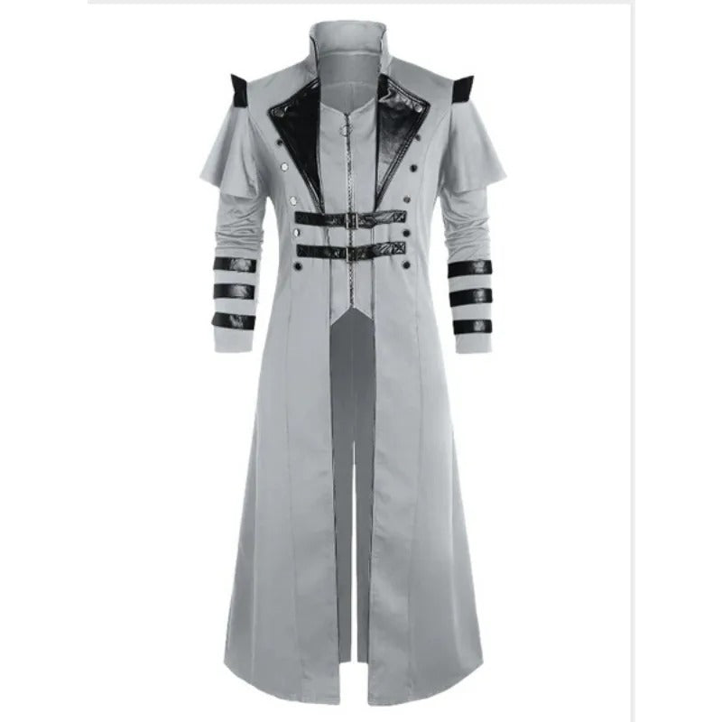Gothic Steampunk Long Coat – Vintage Assassin Cosplay Jacket for Men