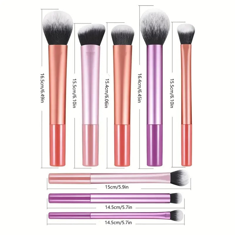 8-Piece Professional Makeup Brush Set – Soft Synthetic Foundation, Blush, Powder & Eyeshadow Brushes