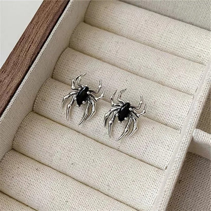 Gothic Spider Zircon Drop Earrings – Black Halloween Fashion Jewelry
