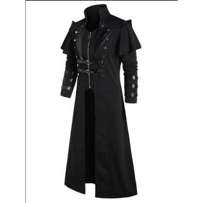 Gothic Steampunk Long Coat – Vintage Assassin Cosplay Jacket for Men