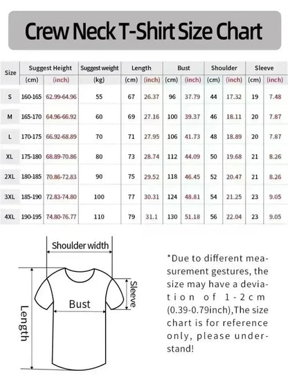 Men's & Women's Casual Printed O-Neck Short Sleeve T-Shirt